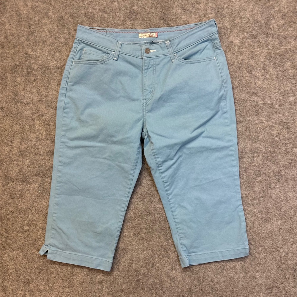 Levi Strauss 515 Denim Shorts Women 12 Light Blue Stretch 5-Pocket Pedal Pushers